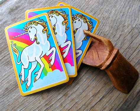 Vintage Unicorn Playing Cards Set Rainbow Storage Tin Score 